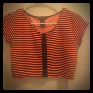 (Light) Orange and black striped crop top
